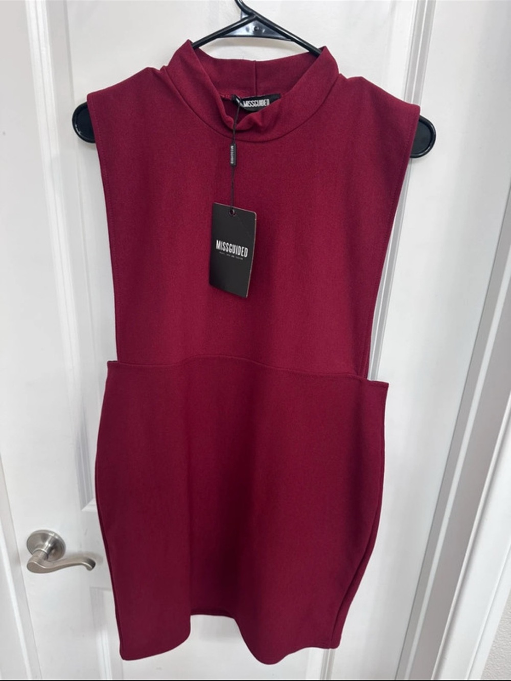 Missguided Sleeveless Mock Neck Dress in Wine